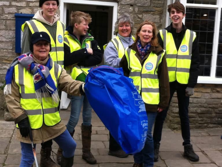 Clean Up Corfe doing their bit for the Great British Spring Clean 2017.