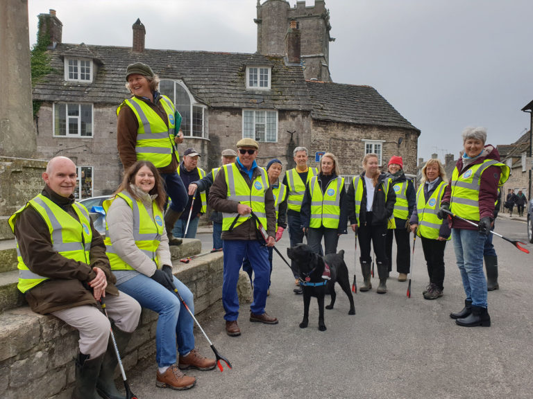 Clean Up Corfe doing their bit for The Great British Spring Clean 7th April 2019.